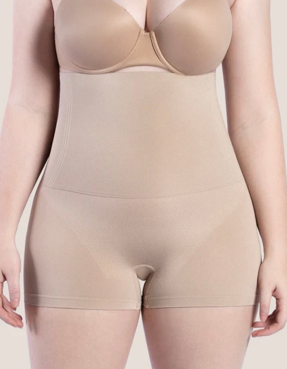 NWT Curveez by Shapermint Signature Control High Waist Boyshort Nude Large